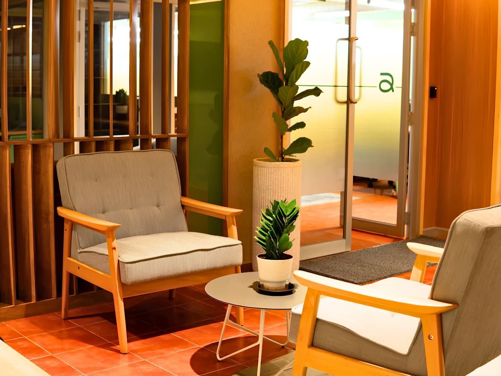 A lounge seating area at away.center, ready to host